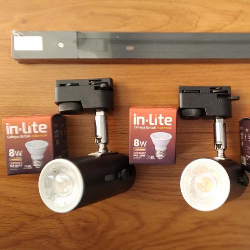 Jual model baru 8w 2 lampu rel cafe track light set putar e27 led ...