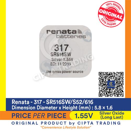 Foto Produk Button Cell - Renata - 317 (SR516SW) dari Cipta Trading
