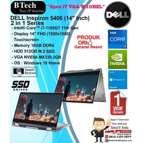 Jual DELL Inspiron 5406 2 in 1 Core i7-1165G7/16GB/512GB SSD/VGA/W10HSL ...