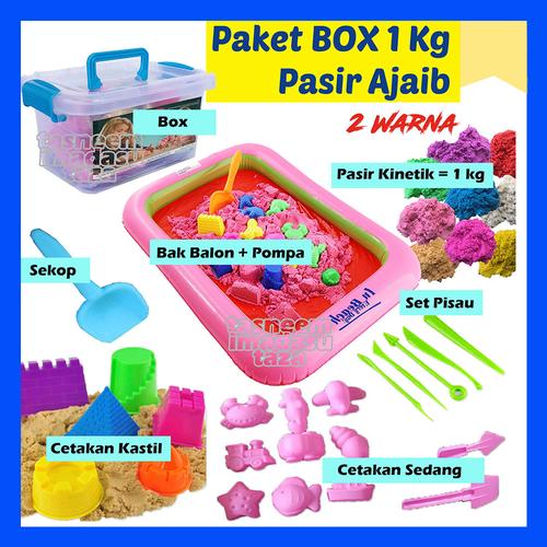 Foto Produk Mainan BOX MINI Pasir AJAIB 1 KG, Mainan Anak Cewek, Cowok, Perempuan - 2 Warna dari Tasneem