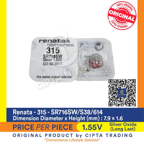 Foto Produk Button Cell - Renata - 315 (SR716SW) dari Cipta Trading