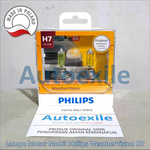 Foto Produk Philips New Weather Vision H7 12V 55W 2900K (Lampu Depan Kuning Mobil) dari Autoexile