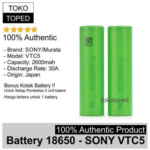 Foto Produk Authentic Battery 18650 Sony VTC5 2600mAh 30A | original baterai vtc 5 dari deKloud