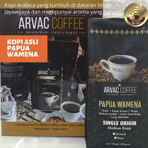 Gambar Kopi Papua Arvac Coffee Wamena Single Origin Bag 200 gr dari Papua Coffee House Kab. Sorong Tokopedia