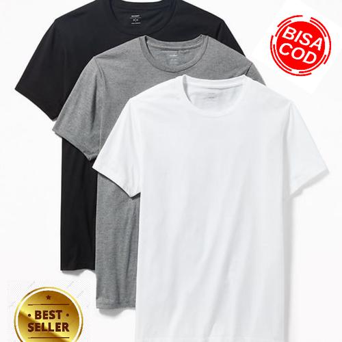 Foto Produk PROMO 3 PCS!! kaos polos pria premium cotton combed 30s S M L XL XXL - S dari kanayashop67