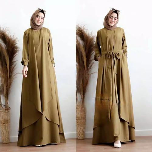Foto Produk Jumbo Big Size | 5L XXXL XXL XL L M S | Pr | Dress Maxi Gamis Aluna - olive, S dari nol_km