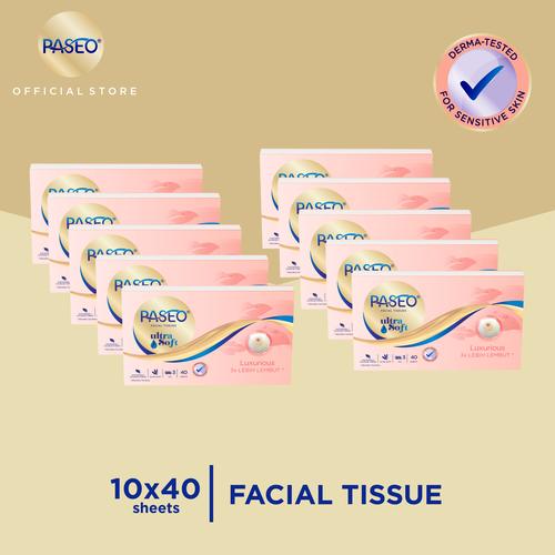 Foto Produk Paseo Ultra Soft Tissue Wajah Travel Pack 40 Sheets x 10 Pack dari Paseo Tissue Official