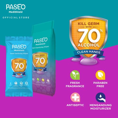 Foto Produk PASEO MediShield Hand Sanitizing Wipes 10 Sachets dari Paseo Tissue Official