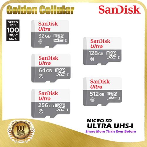 Gambar Sandisk Ultra Microsd 100mb/s 32gb 64gb 128gb 256gb 512gb Resmi - 32 gb dari Golden Cellular Jakarta Pusat Tokopedia