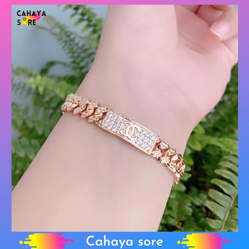 Foto Produk Gelang Xuping Gold Gelang Tangan Dewasa Rantai Permata Canel G09 dari Cahaya Sore