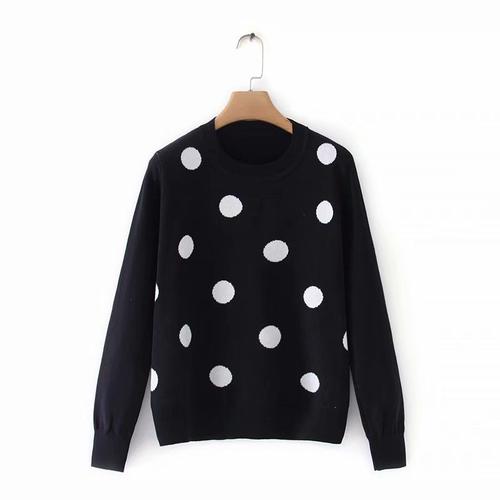 Jual Sweater POLKADOT hitam - All Size 