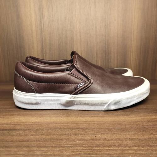 brown leather vans slip on
