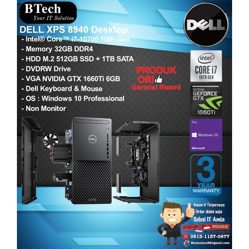 Jual DELL XPS 8940 Core i710700/32GB/1TB + 512GB/DVDRW/VGA 6GB
