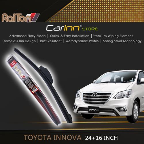 Foto Produk Raiton Sepasang Wiper Frameless Kaca Depan Toyota Innova 24" & 16" dari Carinn Store