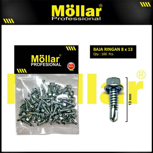 Foto Produk MOLLAR 93-001 Skrup Roofing 8 x 1/2 Baut Sekrup Baja Ringan - 100 pcs dari Mollar Official