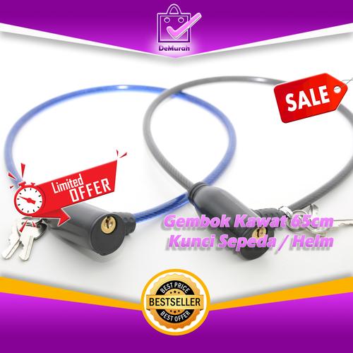 Foto Produk Gembok Kawat 65cm Kunci Sepeda / Helm - RANDOM dari Demurah Dot Com