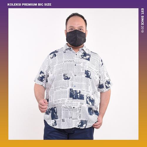 Foto Produk Kemeja Pria Printed White Jumbo Big Size Cowok Ukuran Besar XXL XXXL - 4XL dari BIG BRO Indonesia