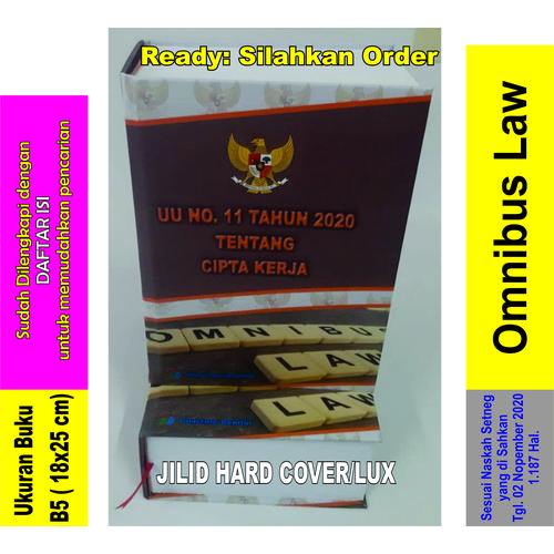 Foto Produk Buku UU No. 11 Tahun 2020 tentang CIPTA KERJA. OMNIBUS LAW dari Printing Bekasi Group