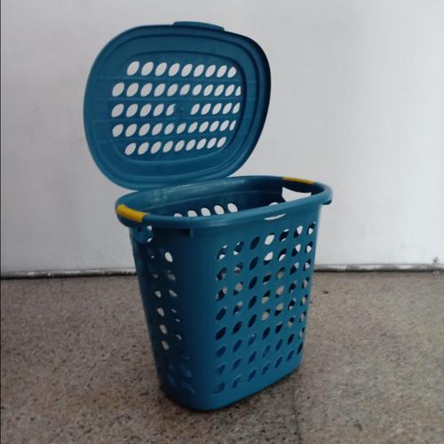 Foto Produk Keranjang Baju / Keranjang Pakaian Tutup Plastik Tinggi Serbaguna - Biru dari secretbasesby