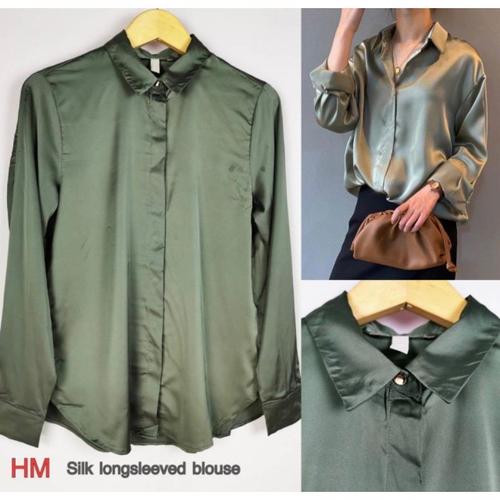 Jual HM LONGSLEEVED SILK BLOUSE 