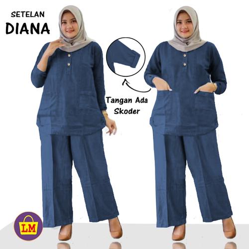 Foto Produk LM 11864 11868 11872 SETELAN DIANA Baju Atasan Bawahan Wanita Muslimah - Navy, XL dari Lobby Mode
