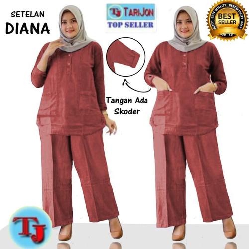 Foto Produk TJ BAJU SETELAN WANITA DIANA - Merah Bata, XL dari TariJon shop