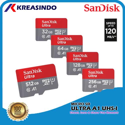 Gambar Sandisk Ultra A1 Microsd 120mb/s 32gb 64gb 128gb 256gb 512gb Resmi - 32 gb dari Kreasindo Online Jakarta Pusat Tokopedia