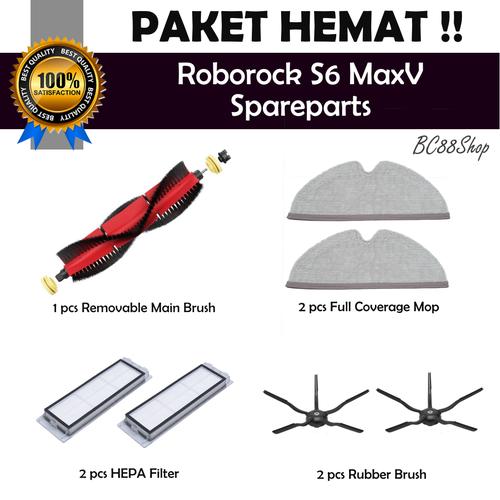 Gambar Roborock S6 MaxV Parts (Main Brush, Mop, HEPA, Rubber Brush) dari BC88Shop Jakarta Barat Tokopedia