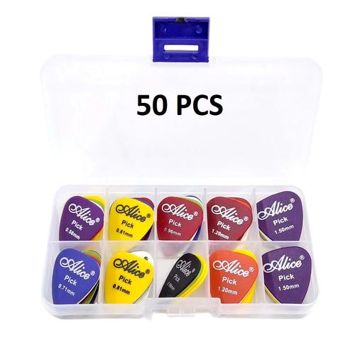 Foto Produk 50 pcs Alice AP-Q Pick Gitar Akustik Elektrik Multi Color dengan Box - Mixed dari Grandia Shop