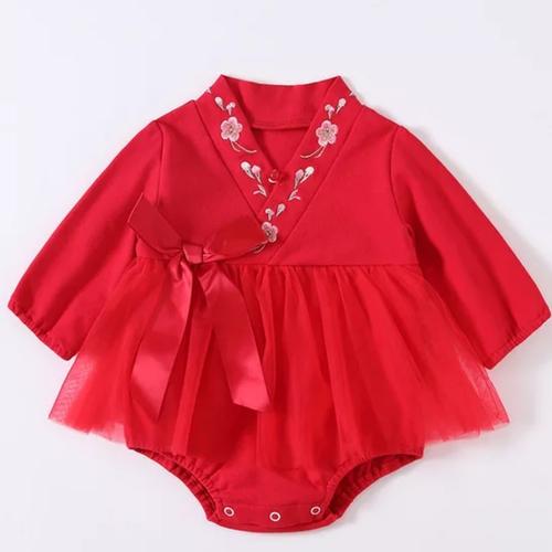 Foto Produk Baby girl romper cheongsam chinese traditional newborn cheongsam - Merah, 100 dari Baby Angeline Shop