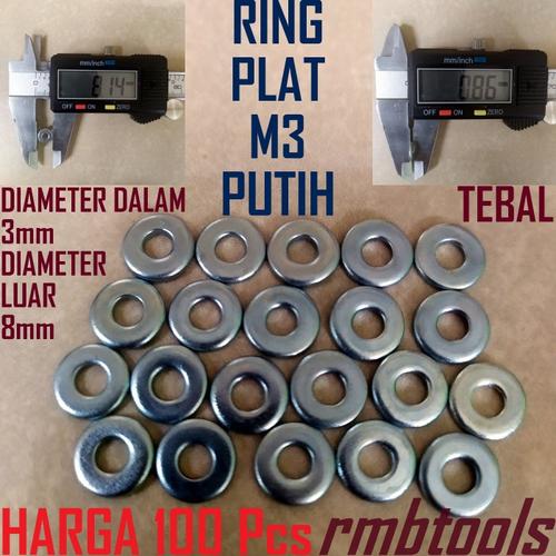 Foto Produk Ring Plat M3 PUTIH / WASHER PLATE (RPWP3) - x100Pcs dari RMBtools Fastener