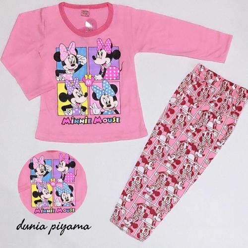 Foto Produk Piyama Anak Perempuan Lengan Panjang Umur 3-8 Tahun Motif Mickey - 3-4 tahun, Orange dari duniapiyama
