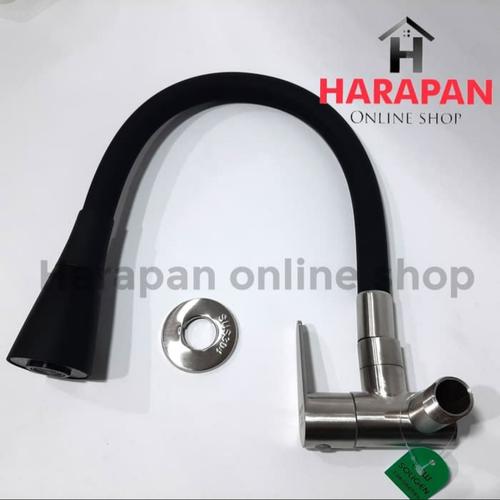 Foto Produk KERAN ANGSA SOLIGEN SSR606 - KRAN CUCI PIRING / AIR / DAPUR / FLEXIBLE - Hitam dari Harapan online shop