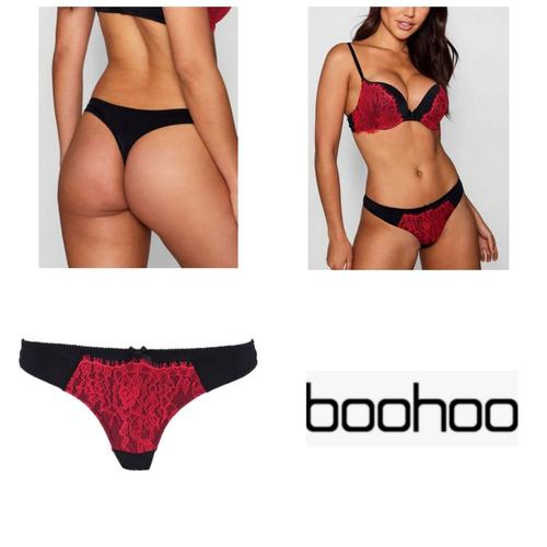 Foto Produk Thong Boohoo color black with red lace dari Underwear branded