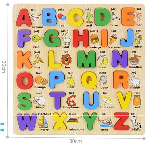 Foto Produk Wooden Alphabet Board - Mainan Edukasi Huruf Alfabet Anak Kayu - Huruf Besar dari My Own Flashcards