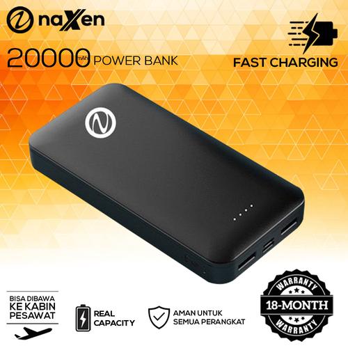 Foto Produk Powerbank 20000mAh Real Capacity 2A Fast Charge Naxen Travelpal - Hitam dari Naxen Official Store