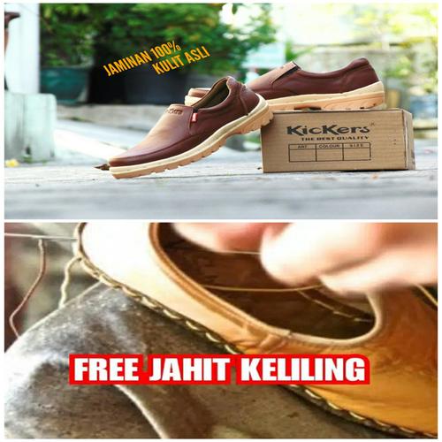 Foto Produk Sepatu Kerja Kickers Pria Kulit Sapi Asli Slip On Slop Coklat Formal - 39 dari RINDU_ORDER