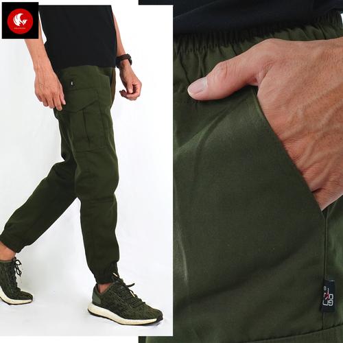 Foto Produk Okechuku DAVE Celana Cargo Panjang Cargo Pants Cargo Jogger Cargo Pria - Hijau, M fit to L dari Okechuku