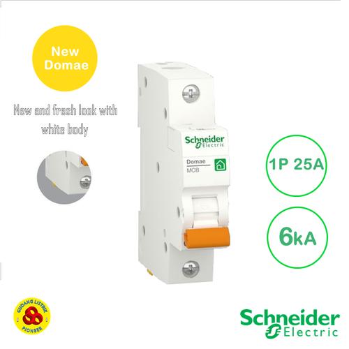 Jual Schneider MCB 1P 25A 6kA New Domae MCB Breaker 1 Phase 25 Amp 6kA 