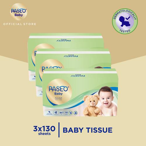 Foto Produk Paseo Baby Tissue Bayi Soft Pack 130 Sheets x 3 Pack dari Paseo Tissue Official