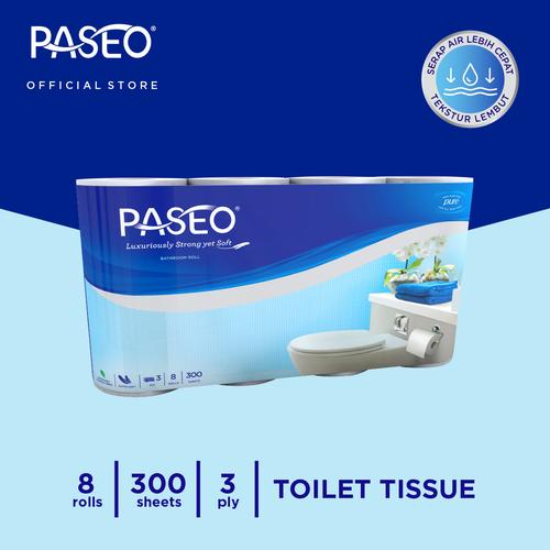 Foto Produk Paseo Elegant Tissue Toilet Core Non Emboss 300 Sheets x 8 Roll dari Paseo Tissue Official