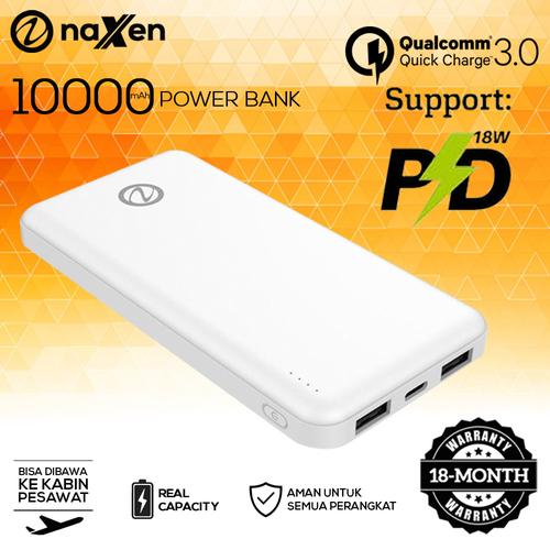 Foto Produk Powerbank Naxen 10000mAh Type C Fast Charging Simplicity - Putih dari Naxen Official Store