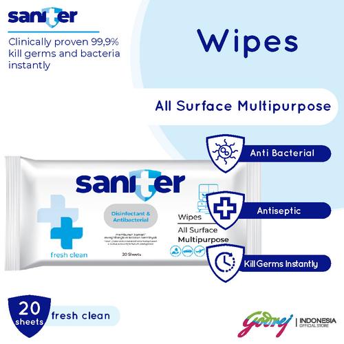 Foto Produk Saniter Wipes All Surface Multipurpose 20'S dari Godrej Indonesia Store