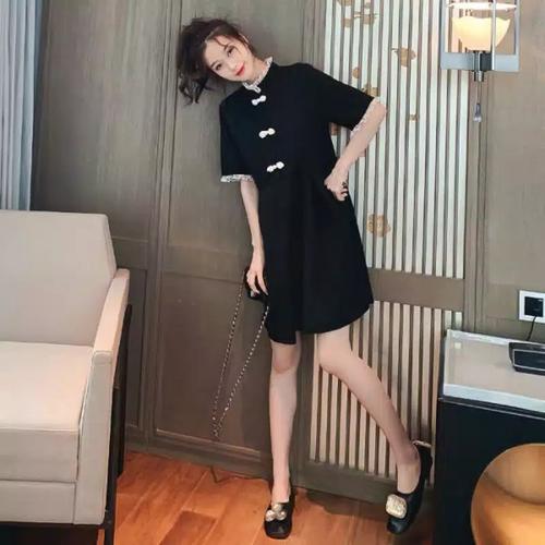 Jual dress imlek cheongsam warna hitam 