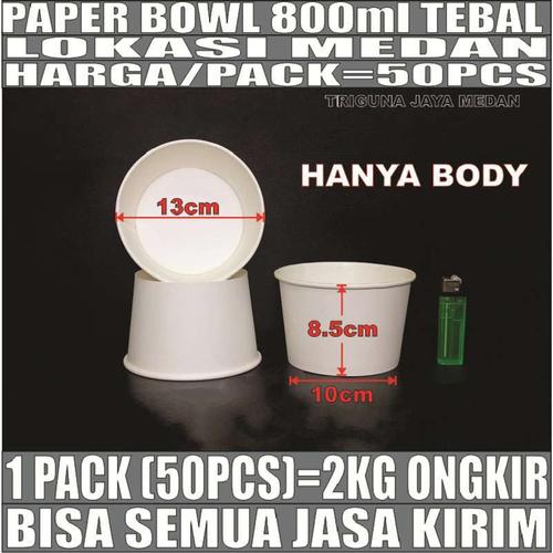Foto Produk Paper bowl tebal 800ml mangkuk kertas tahan microwave 800 ml Medan dari triguna jaya medan