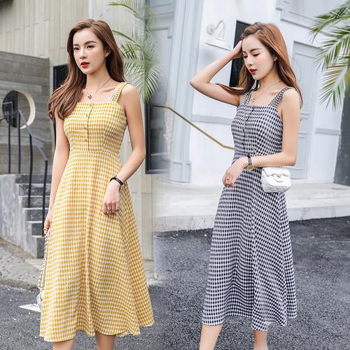 Jual Plaid Dress Women Sexy Backless A 