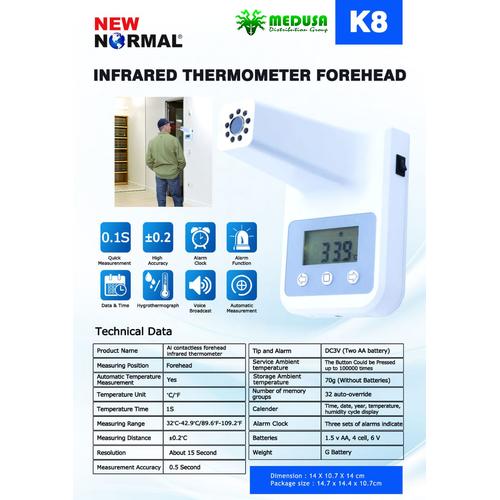 Foto Produk K8 Termometer Stand Alone Non Kontak / Wall Mounted Thermometer dari Priority CCTV