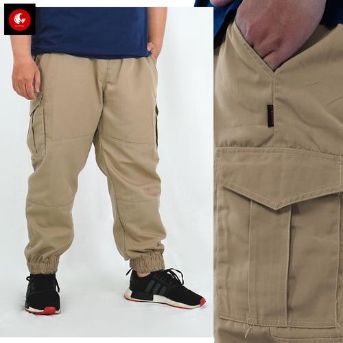 Foto Produk Okechuku DAVE BIGSIZE Celana Cargo Pria BIG SIZE Celana Cargo Jumbo - Krem dari Okechuku