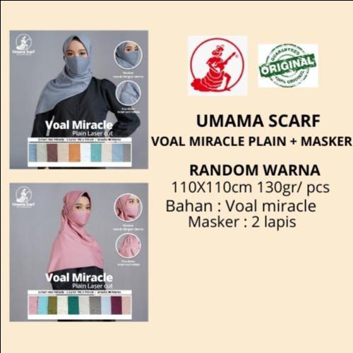 Foto Produk Jilbab Masker VOAL MIRACLE PLAIN LC Umama Scarf RANDOM WARNA 110x110cm dari Istanajilbabumama