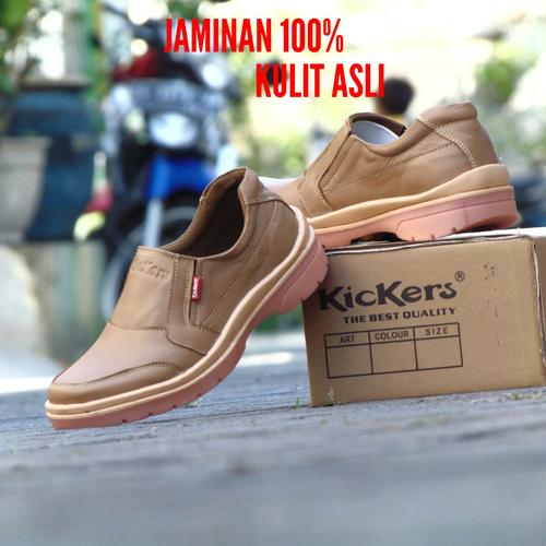 Foto Produk Sepatu Pria Kickers Kulit Asli Coklat Brown Slip On Slop Kerja Santai - Cokelat, 39 dari RINDU_ORDER